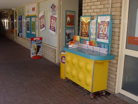Newsagency located in free spending area